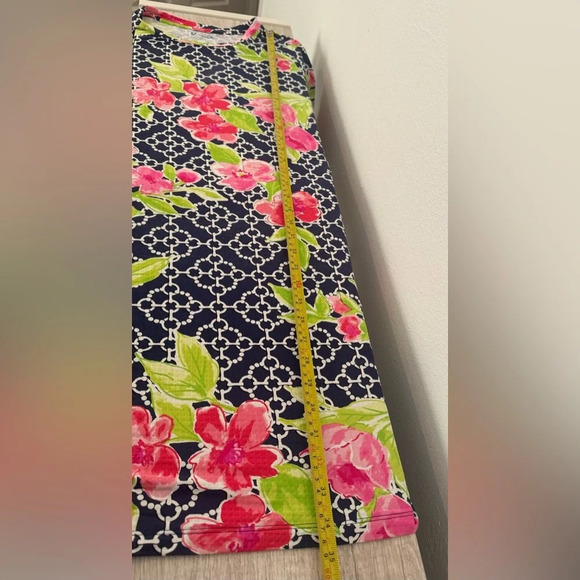 IBKUL Floral Chain Link Print Long Sheer Mesh Bell Sleeve Dress Size Medium - Picture 4 of 9